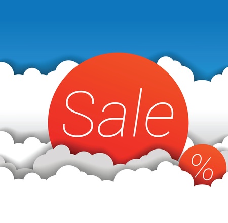 sale sign in cloudsのイラスト素材