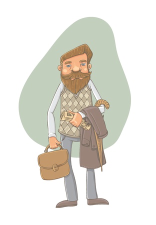 senior professor with newspapperのイラスト素材