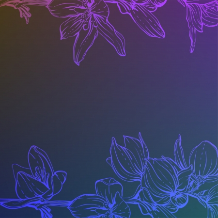 background with hand drawn flowersのイラスト素材