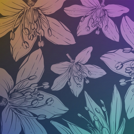 background with hand drawn flowersのイラスト素材