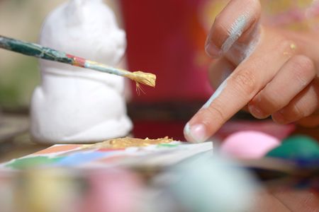 Little girl mixed paintsの写真素材