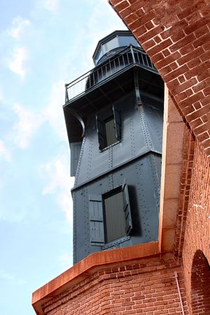 Lighthouse  in Fort Jefferson, Dry Tortugas,Floridaの写真素材
