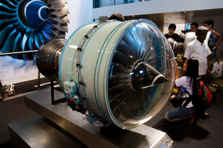 Changi, Singapore - Feb 6,2010 : Rolls-Royce engine display in Singapore Air Show 2010