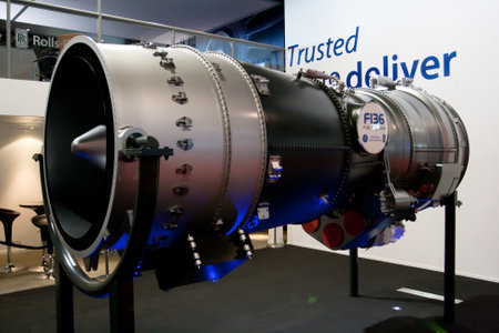 Changi, Singapore - Feb 6,2010 : GE Rolls-Royce F-136 engine display in Singapore Air Show 2010