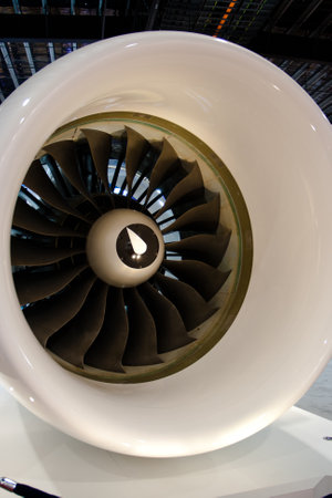 Changi, Singapore - Feb 6,2010 : Pratt & Whitney Jet engine display in Singapore Air Show 2010のeditorial素材