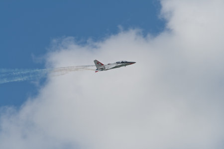 Changi, Singapore - Feb 6,2010 : A T-50 fighter jet of the Korean Aerospace Industries performs in Singapore Air Show 2010のeditorial素材