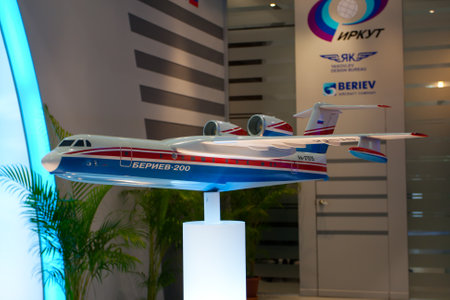 Changi, Singapore - Feb 6,2010 : A Beriev Be-200 aircraft model show in Singapore Air Show 2010のeditorial素材