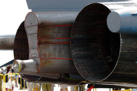 Changi, Singapore - Feb 6,2010 : F-15 exhaust nozzle display in Singapore Air Show 2010