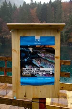 Ausfischen 2016, Advertising poster for trout fishing festivalのeditorial素材