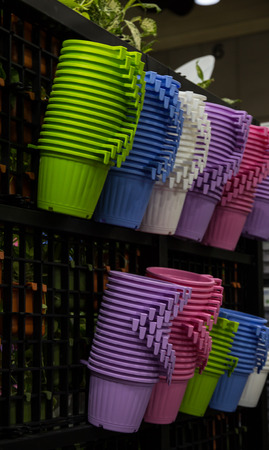 Hanging flower pot for vertical gardenの写真素材