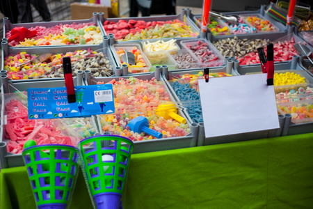 Various candy jelly in stall marketの写真素材