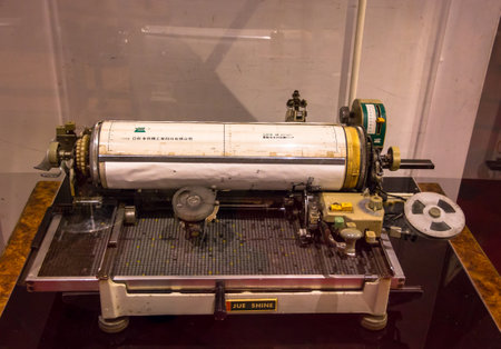 Taipei, Taiwan - March 21, 2015: Vintage typing machine exhibit in The Red Houseのeditorial素材