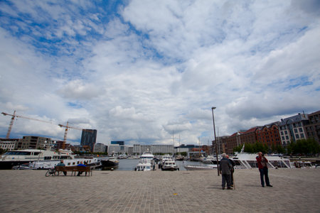 Antwerp, Belgium - June 19, 2011:  The old port area of Eilandje at the river Scheのeditorial素材