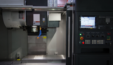 CNC milling machine working table and control panel