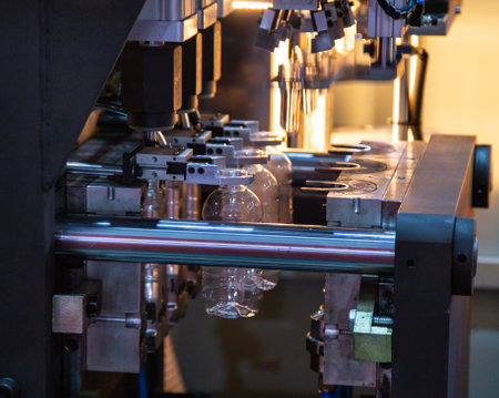 Process of PET plastic bottle on plastic Bottle blowing machineのeditorial素材