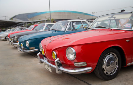 Nonthaburi, Thailand - March 10, 2018: VW Karmann Ghia Type 34 show in volkswagen club meeting at car park of Robinson department storeのeditorial素材
