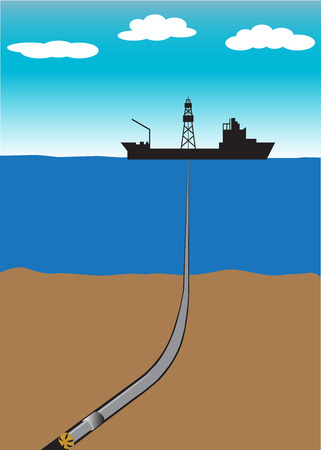 Offshore oil and gas drilling shipのイラスト素材