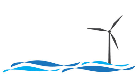 Offshore wind turbine icon isolated on whiteのイラスト素材
