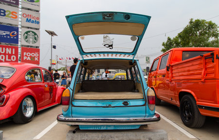 Nonthaburi, Thailand - March 10, 2018: VW Type 3 Squareback open rear show in volkswagen club meeting at car park of Robinson department storeのeditorial素材
