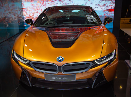 Nonthaburi, Thailand - December 4, 2018: BMW i8 Roadster presented in Motor Expo 2018のeditorial素材