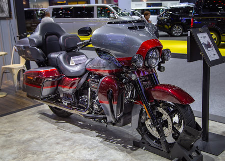 Nonthaburi, Thailand - December 4, 2018: Harley Davidson CVO Limited motorcycle presented in Motor...