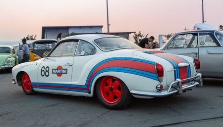 Bangkok, Thailand - February 9, 2019: Vintage Volkswagen Karmann Ghia Type 14 decorated Martini show...