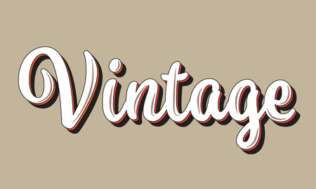 Vintage text word typography style illustration in beige backgroundのイラスト素材