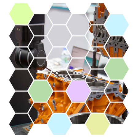 CNC CMM Measuring Robotic graphic design in hexagon shapeの写真素材