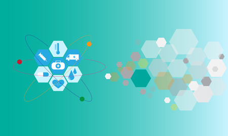 Healthcare technology graphic design flat icons in paragon shapeのイラスト素材