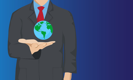 Ecology and environment concept, Businessman holding globe on his handのイラスト素材