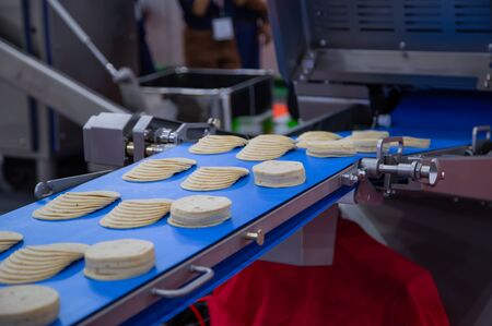 Production line of meat slicer machineの写真素材