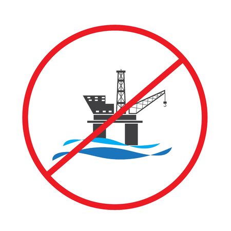 Offshore oil rig platform banned, prohibited and stoppedのイラスト素材