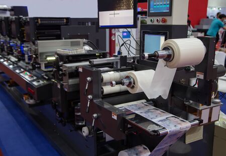 Flexographic printing machine for labels, tape, bags, boxes and bannersの写真素材
