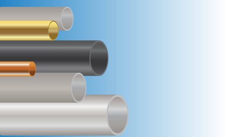 Template steel copper and brass pipes cover for business industry brochure designのイラスト素材