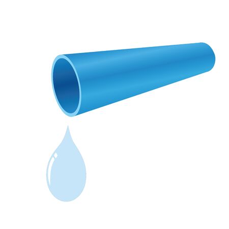 Blue PVC pipe with water drop on white backgroundのイラスト素材