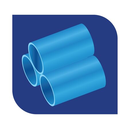 Stacked blue PVC pipes icon isometric viewのイラスト素材