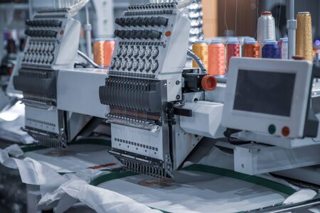 Modern computer programmable embroidery machine in garment indystry