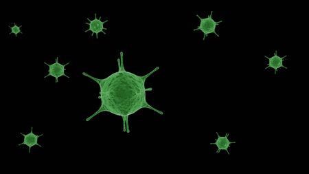 Cells of the virus flow in blood streamの写真素材