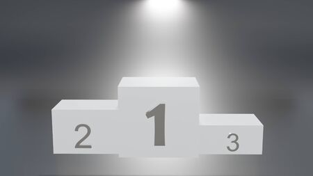 Empty winners podium for award ceremony with spotlight. 3D rendering imageの写真素材