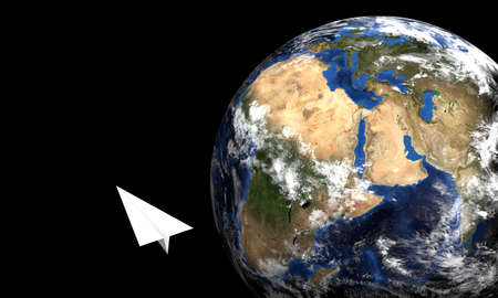 Space tourism concept, recreational space travel, human space travel. 3D rendering imageの写真素材
