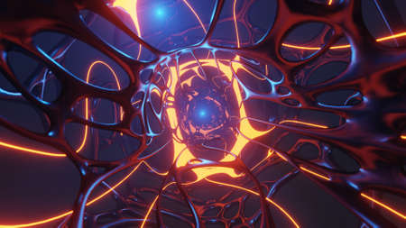 Futuristic technology abstract sci-fi background. Organic molecules floating in space. 3D rendering...