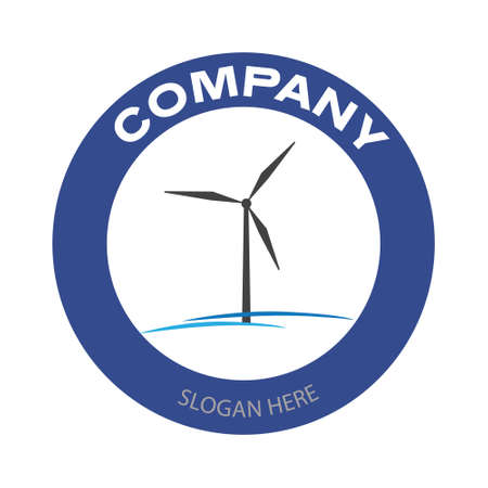 Wind turbine for company logo. Alternative and renewable energy business badge in circle. Vector illustration designのイラスト素材