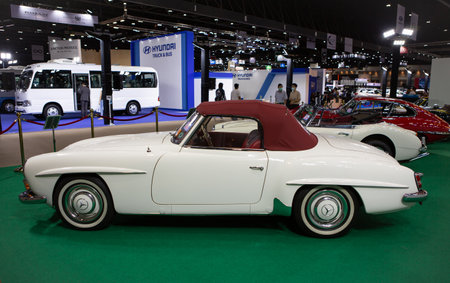 Bangkok, Thailand - April 4, 2021: Vintage car Mercedes Benz 190SL W121 exhibited in BANGKOK INTERNATIONAL MOTOR SHOW 2021のeditorial素材