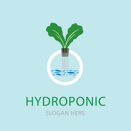 Hydroponic farming system symbol. Business agriculture logo. Vector illustration design template.のイラスト素材