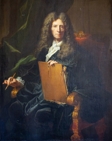 Versailles, France - July 24, 2011: Portrait of Pierre Mignard French painter exhibited at Chateau de Versailles (Palace of Versailles) in Franceのeditorial素材