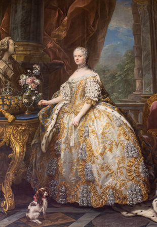 Versailles, France - July 24, 2011: Portrait of Marie Leczinska Polish princess and Queen consort of France exhibited at Chateau de Versailles (Palace of Versailles) in Franceのeditorial素材
