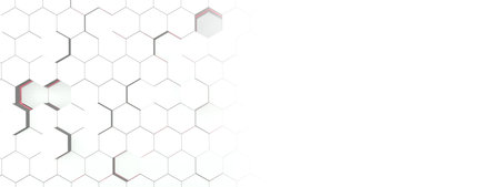 Hexagonal grid surface. Geometry pattern. Abstract white hexagon with copy space background. 3D rendering imageの写真素材