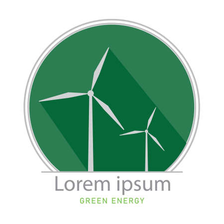 Green energy concept. Wind turbine flat design symbol. Vector and illustration design.のイラスト素材