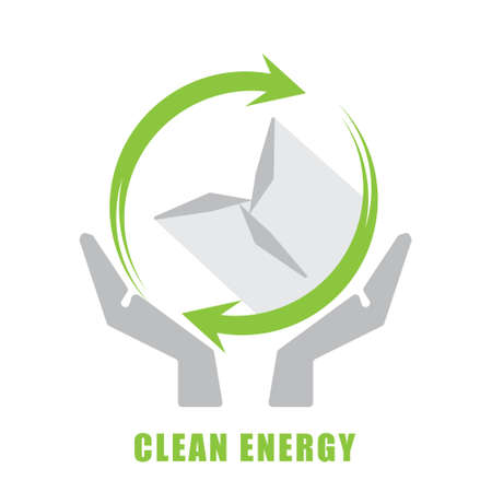 Green energy concept. Wind turbine flat design symbol. Vector and illustration design.のイラスト素材