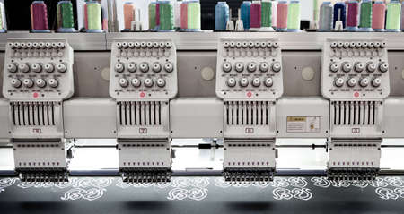 Modern computer programmable embroidery machine in garment industry.